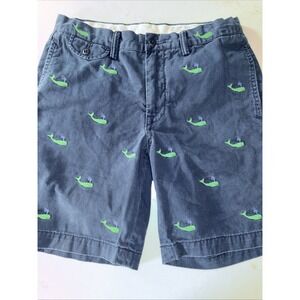 Polo Ralph Lauren Green Whale Shorts Men's 30 Chino Khaki Navy Blue Slim Fit 8"‎